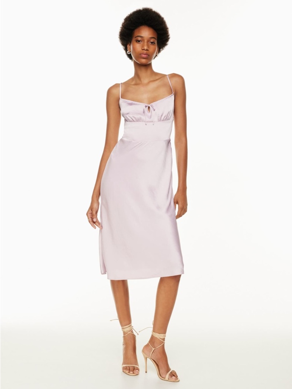 Aritzia Wilfred Bellow Satin Slip Midi Dress in Lilac - Size 00
